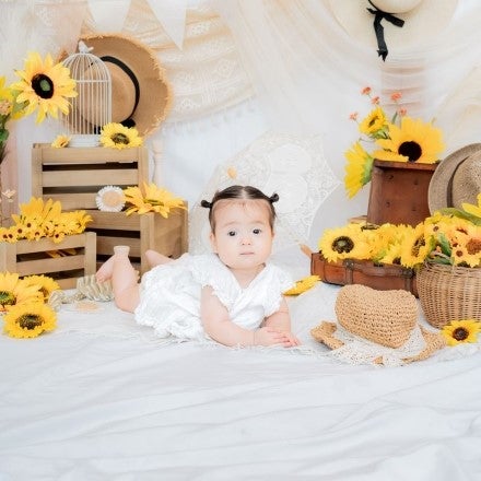 ひまわりに囲まれてニコニコな娘と準備万端で臨んだフォト撮影