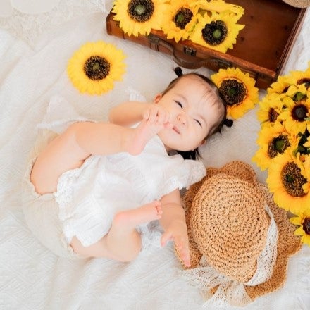 ひまわりに囲まれてニコニコな娘と準備万端で臨んだフォト撮影