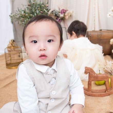 リラックスした笑顔はカメラマンさんとデコレーションのおかげ