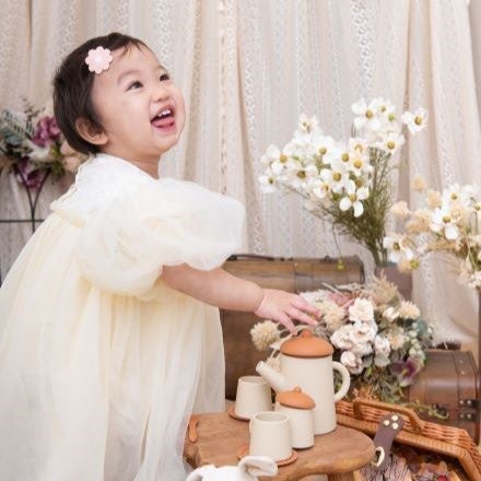 リラックスした笑顔はカメラマンさんとデコレーションのおかげ